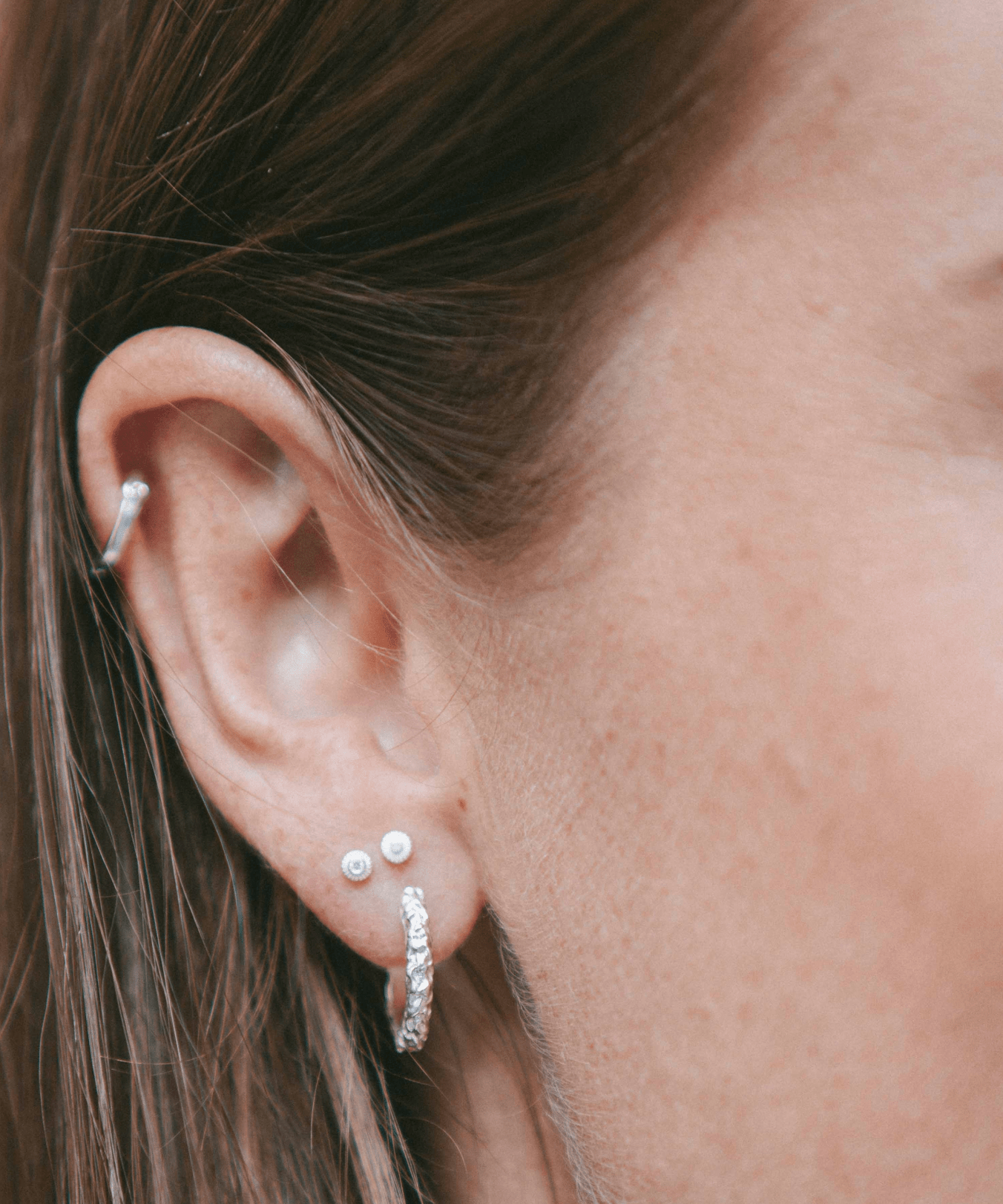 IX Mini Crunchy Edge Earring Silver