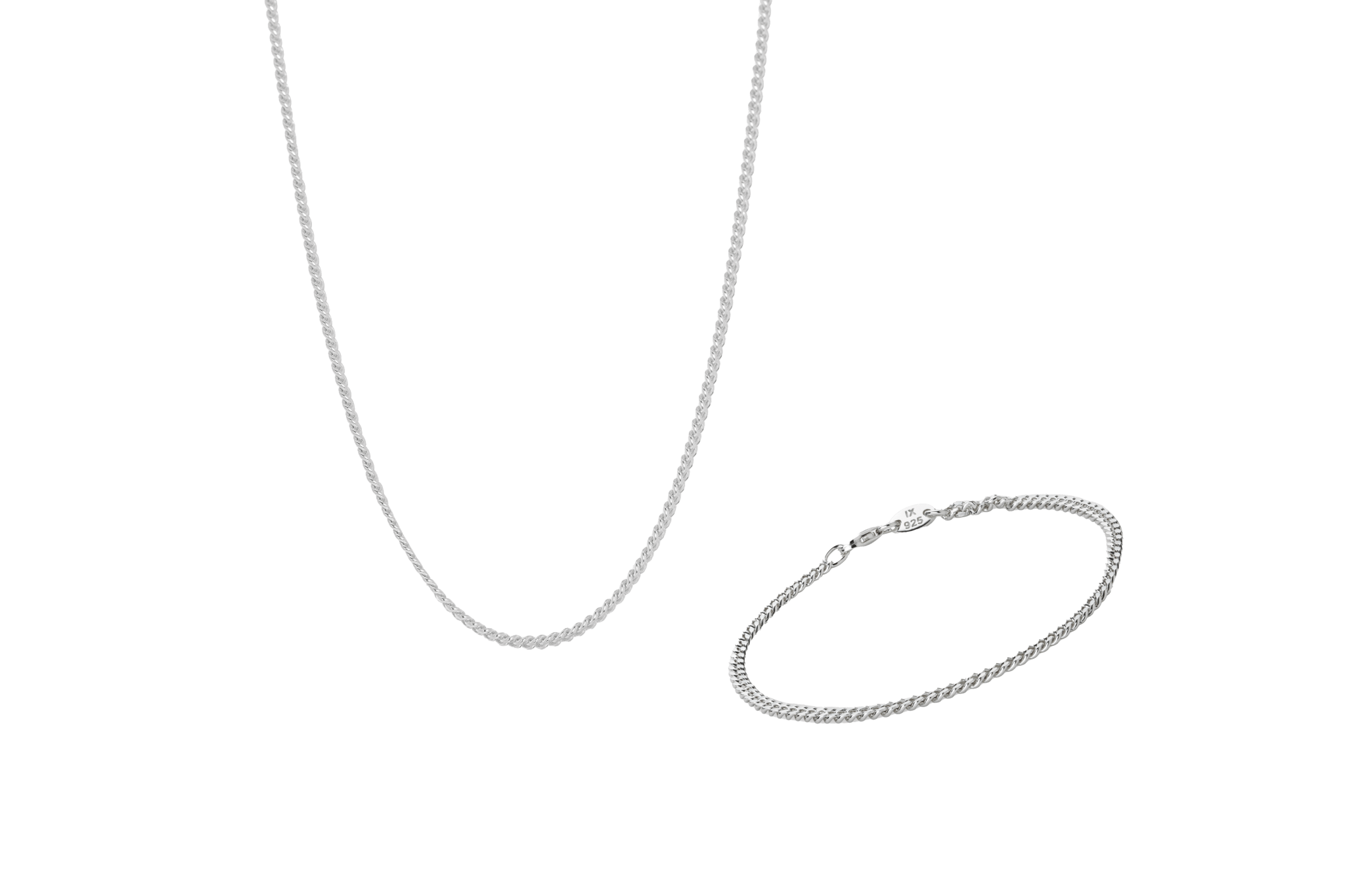 IX Curb Medi Silver Smyckasset