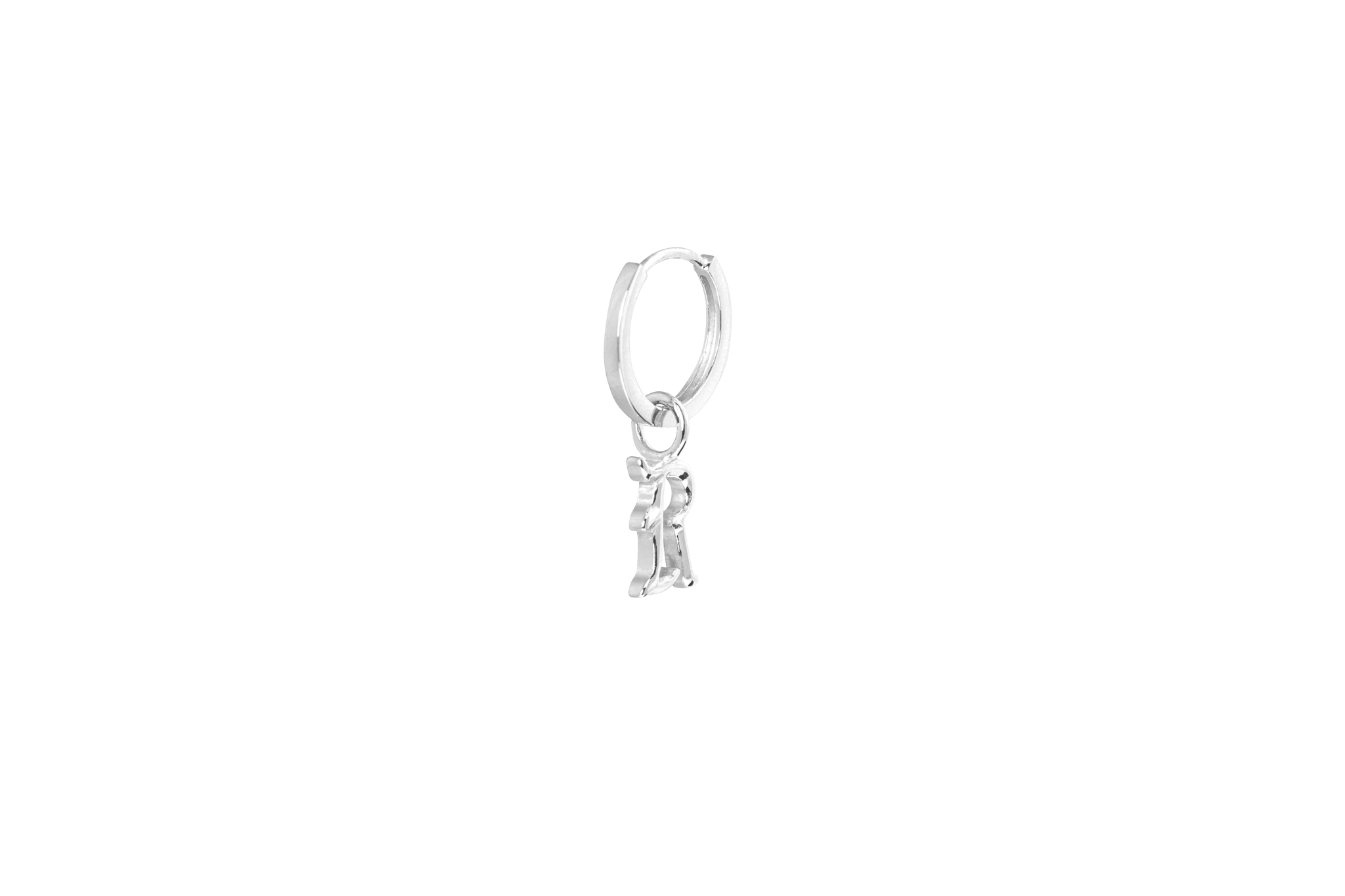 IX R Letter Charm Silver