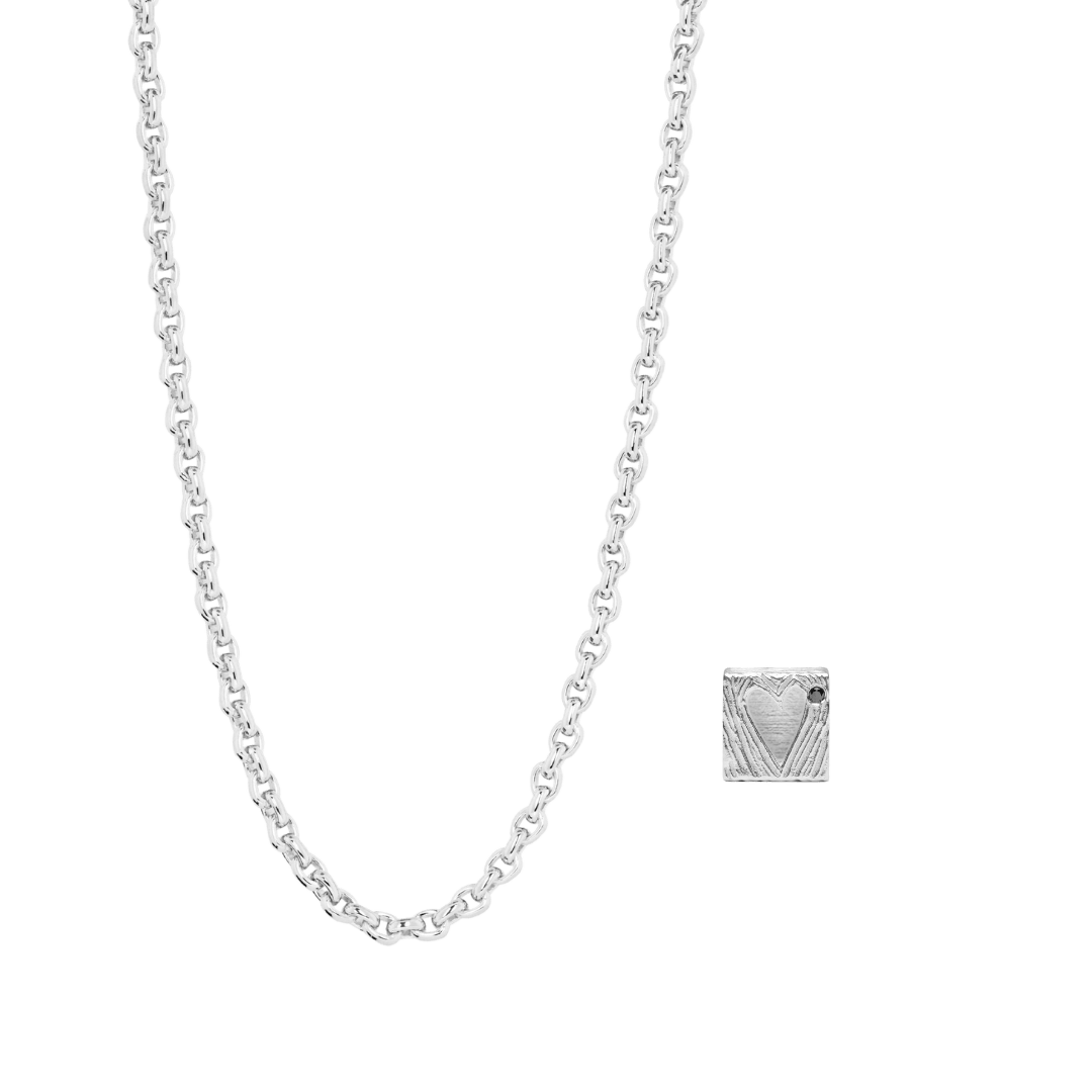 IX Heart in a Box Chain Silver Smyckasset