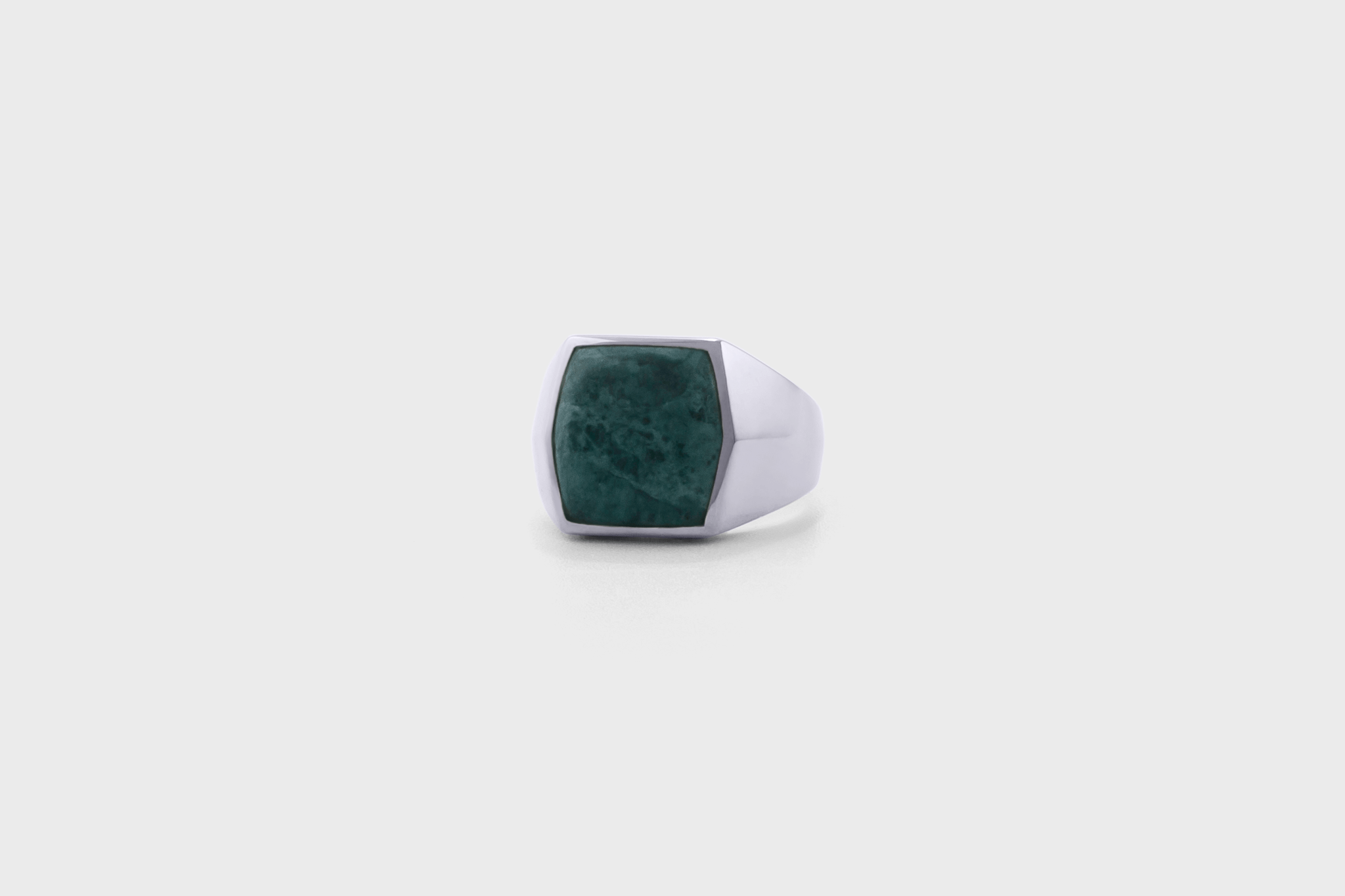 IX Hexagon Signet Ring Green Marble Silver