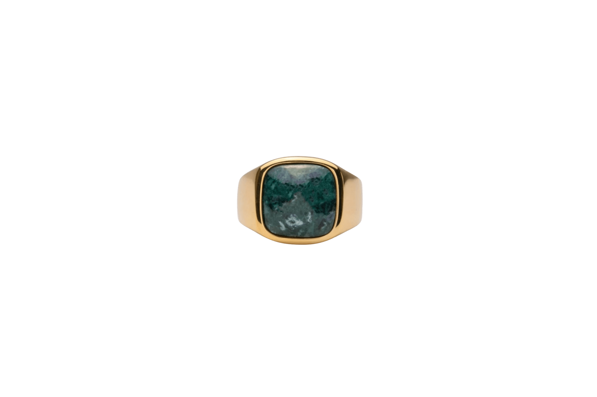 IX Cushion Signet Ring Green Marble