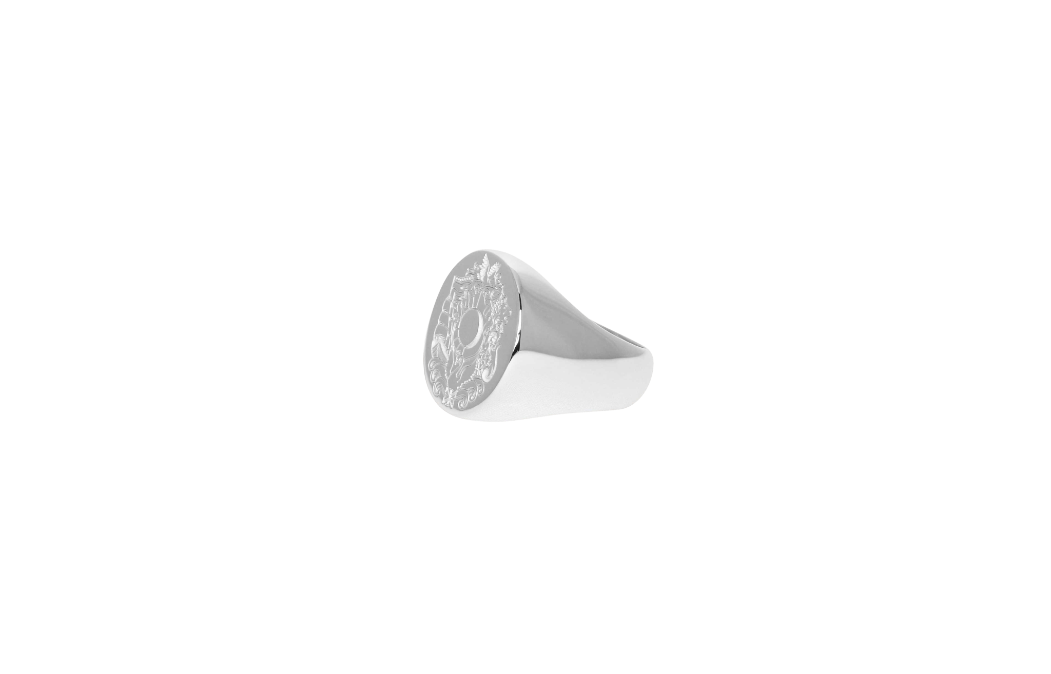 IX Oval Family Crest Signet Ring Silver