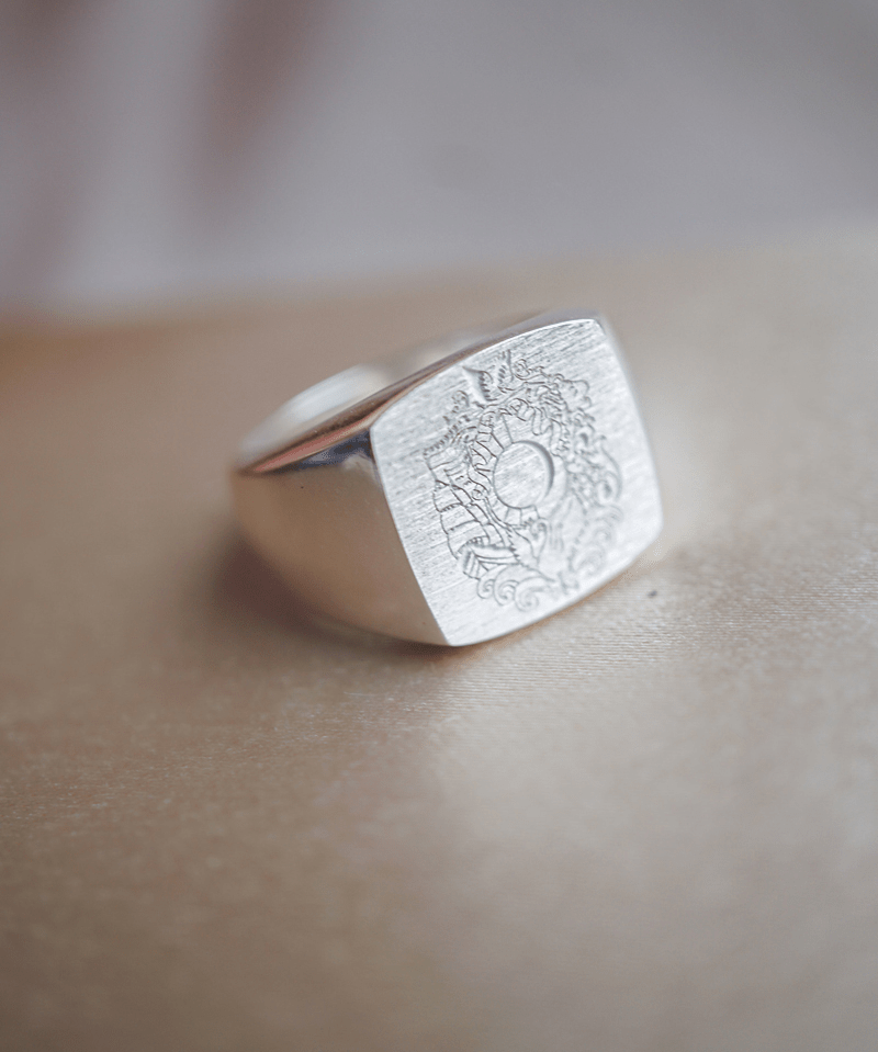IX Family Crest Signet Ring Silver
