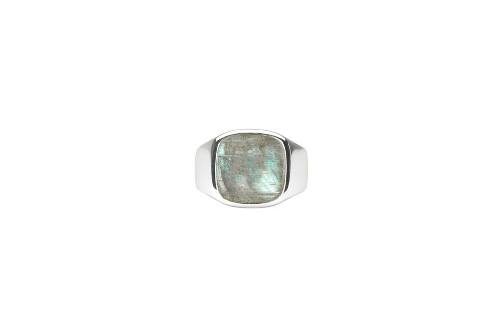 IX Cushion Signet Ring Labradorite Silver
