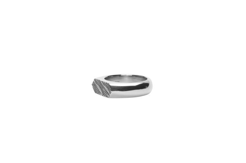 IX Mini Brushed Hexagon Ring Silver