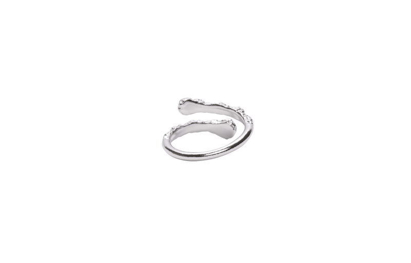 IX Crunchy White Nature Ring Silver