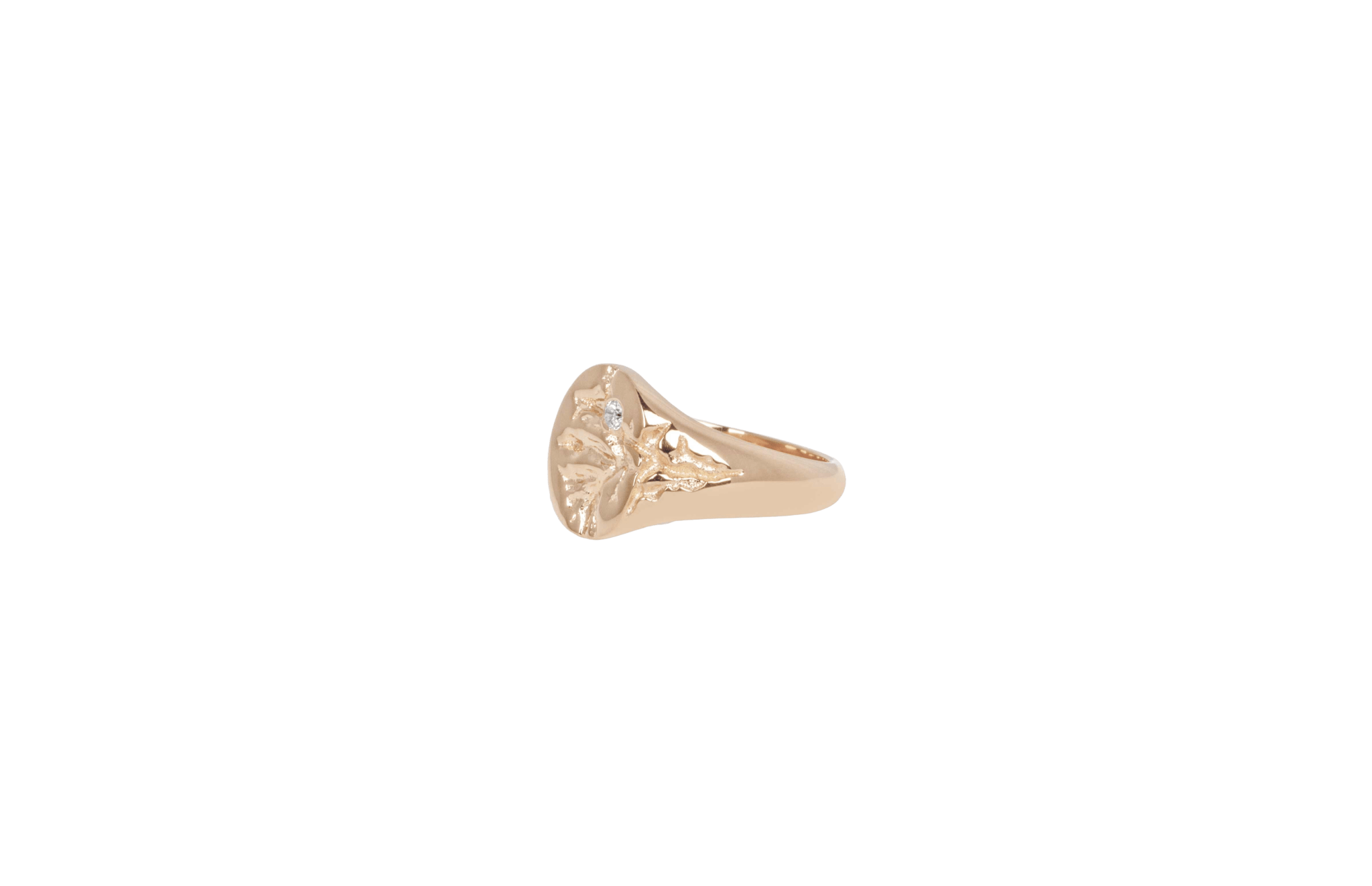 IX Mini Oval Nature Signet Ring Gold 14K