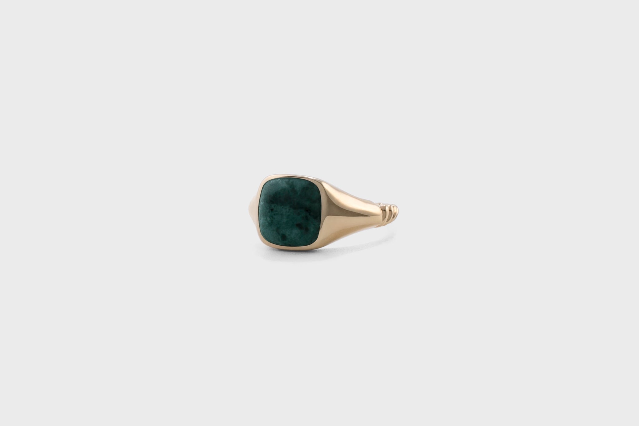 IX Ornate Signet Ring Green Marble